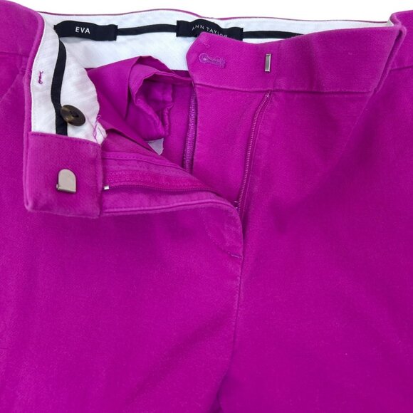 Ann Taylor Women's 6P Eva Cropped Pants Trousers Pink Slim Fit Chic Faux Pockets - Picture 7 of 11